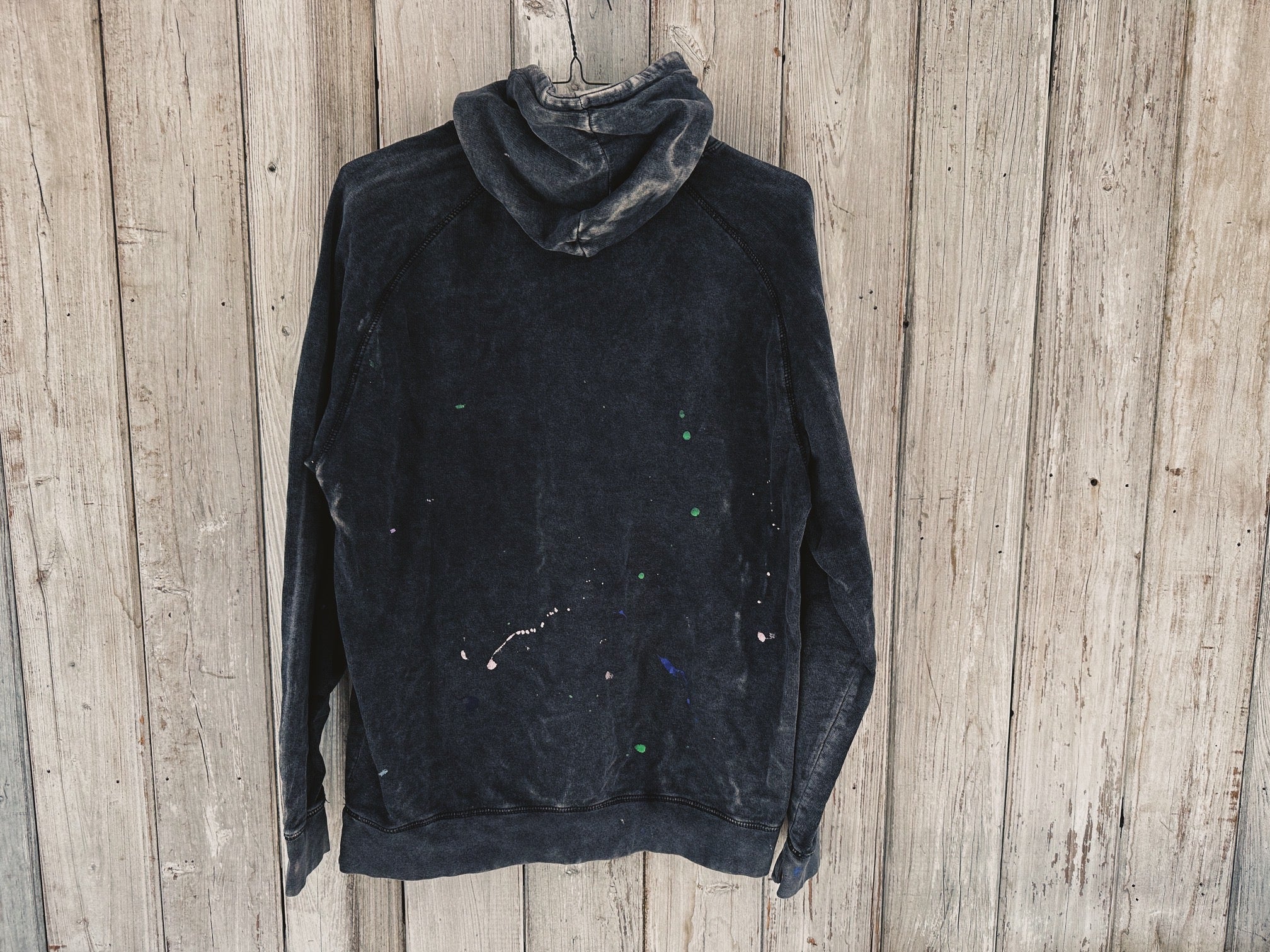 Reynisfjara Black Dyed Paint Splatter Camp Counselor Hoodie