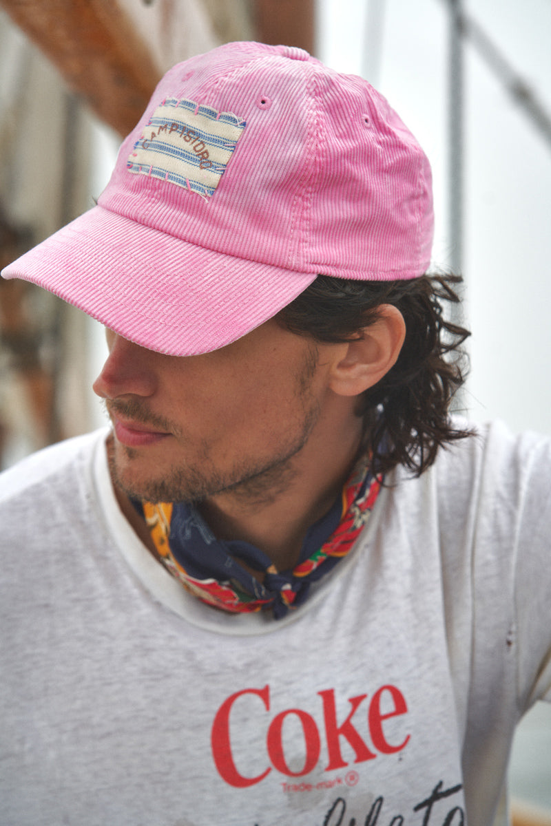 Sun Bleached Pink Corduroy Baseball Cap