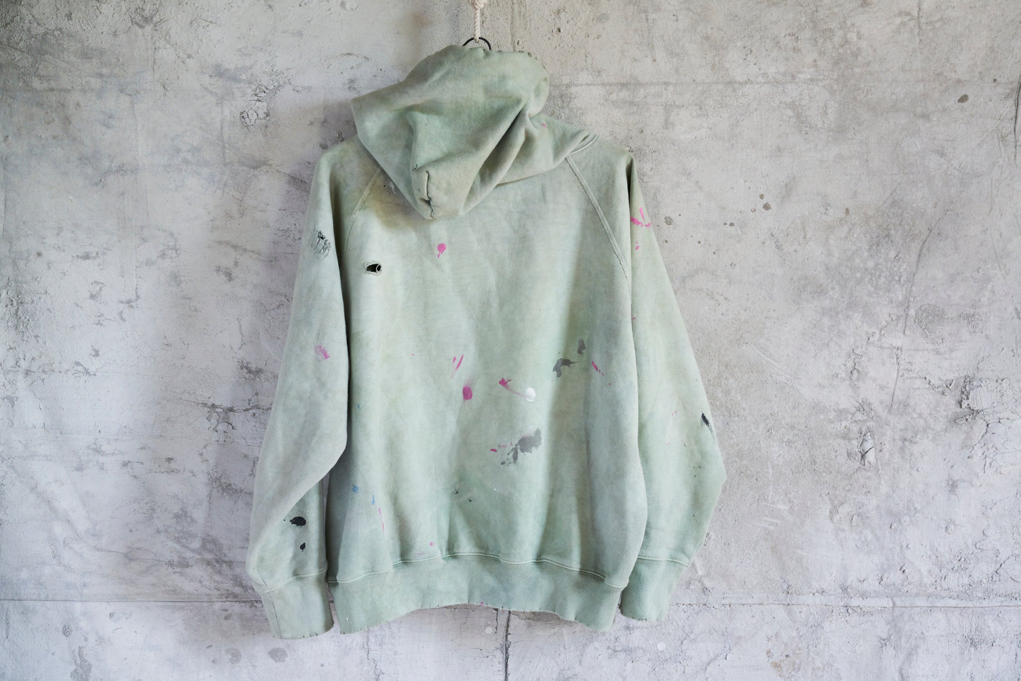 Icelandic Green Dyed Paint Splatter Camp Counselor Hoodie