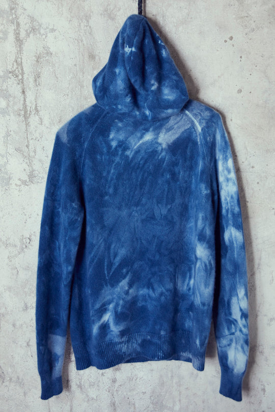 Dark Washed Indigo Dyed Cashmere Hoodie