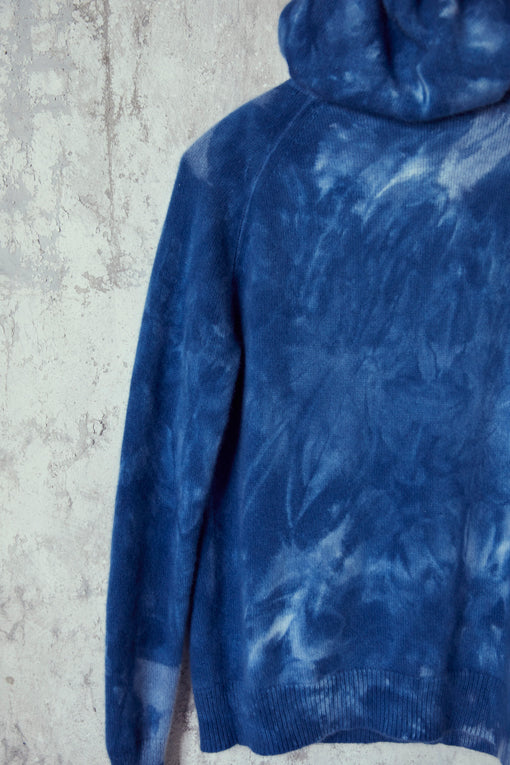 Dark Washed Indigo Dyed Cashmere Hoodie