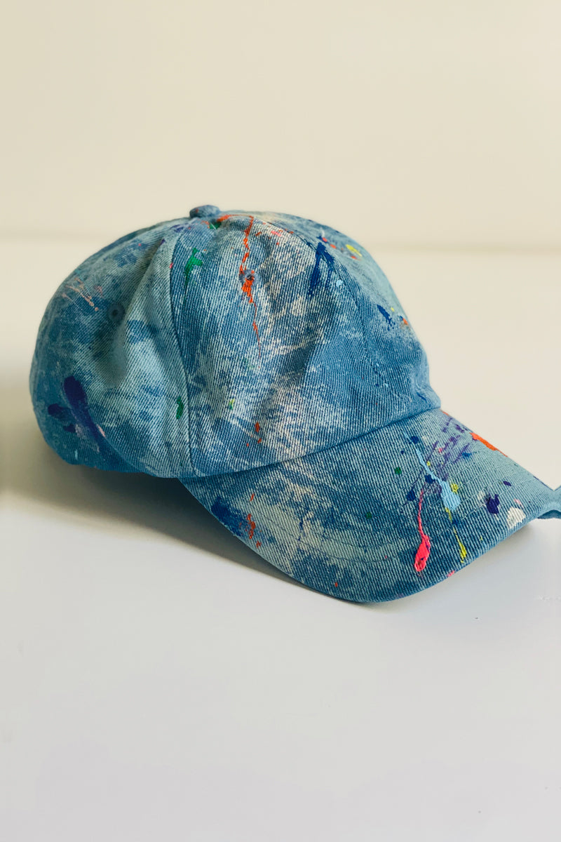 Paint Splatter Indigo Baseball Cap