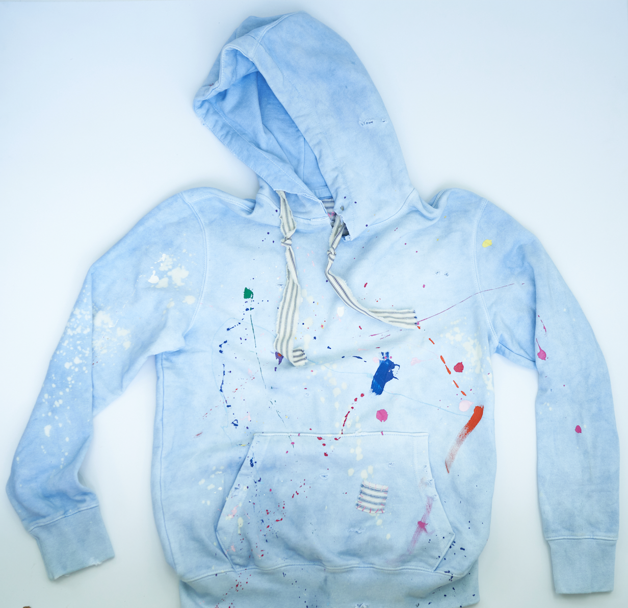Indigo Dyed Paint Splatter Camp Counselor Hoodie