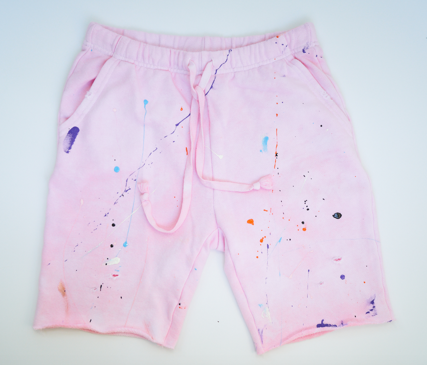 Pink Dyed Paint Splatter Vintage Sweat Short