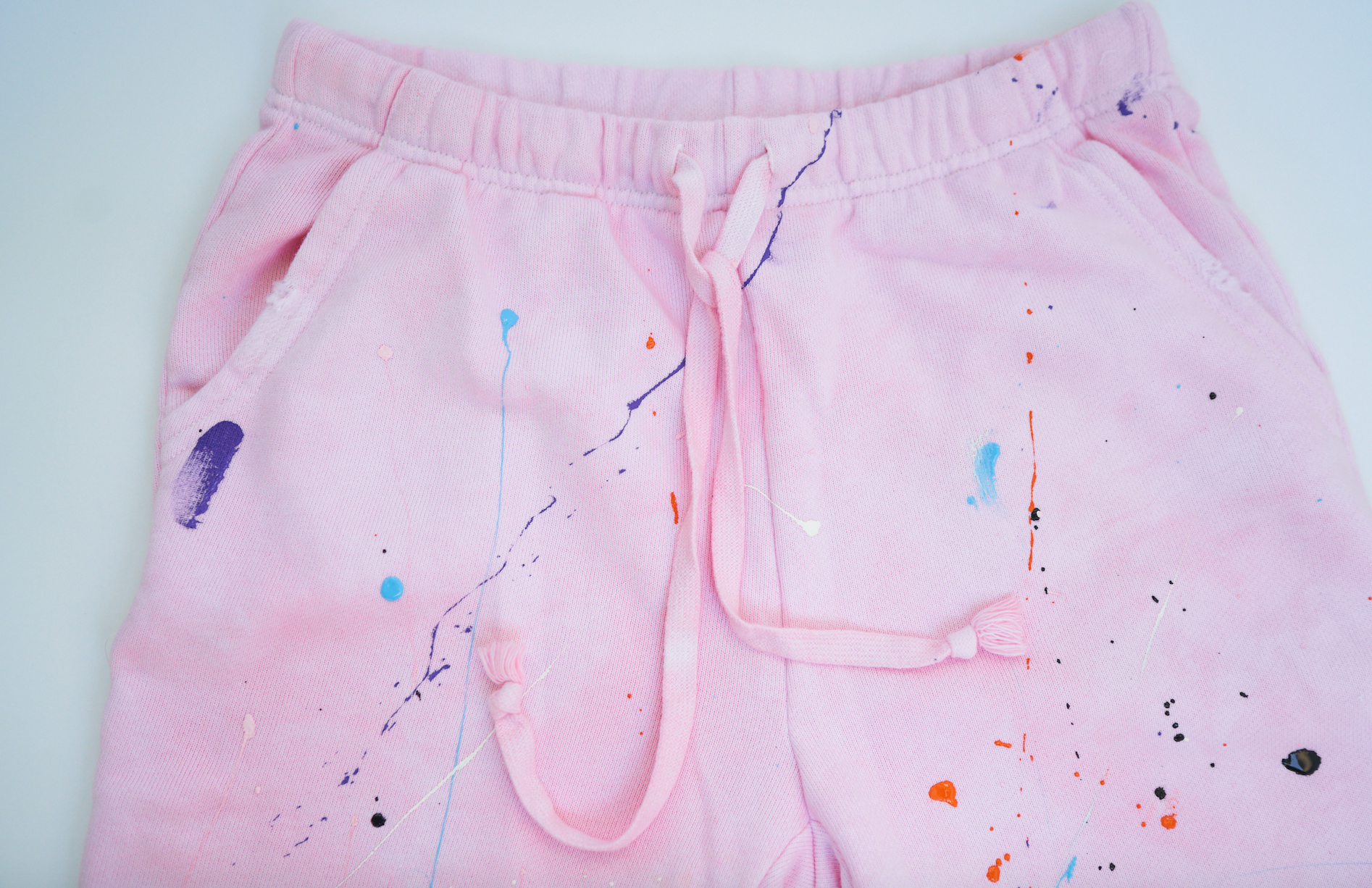 Pink Dyed Paint Splatter Vintage Sweat Short